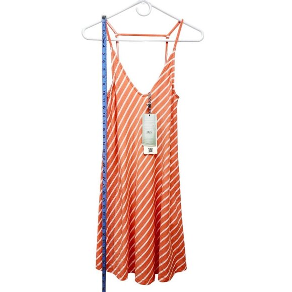 Orange & White Striped Sleeveless A-Line Dress Medium Lightweight Casual Size M - Picture 6 of 16
